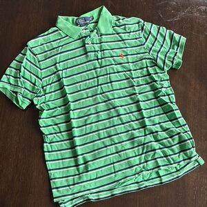 Polo by Ralph Lauren Green and White Striped Polo Shirt
